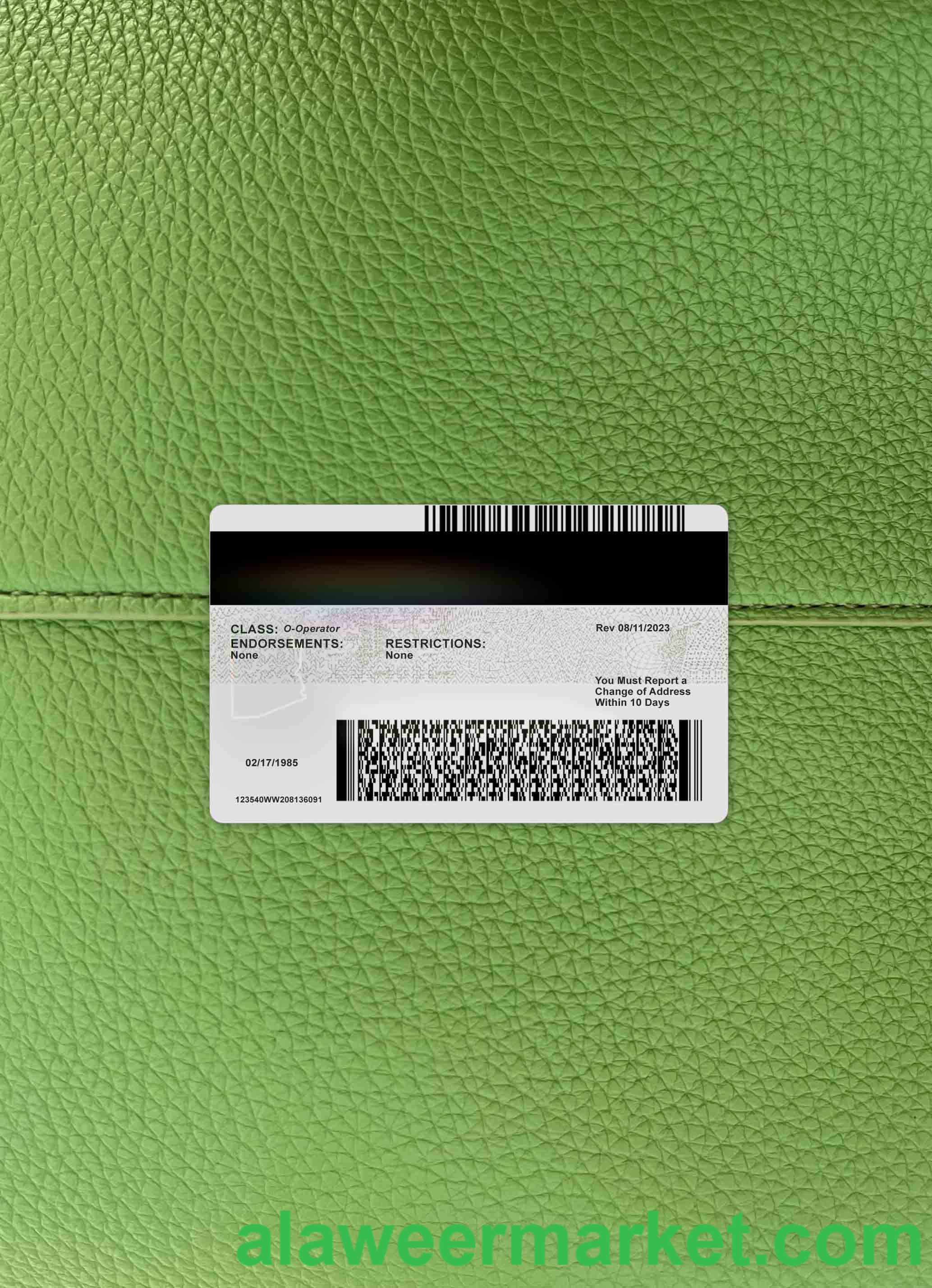 USA Arizona driving license under 21 version 2  photolook BACK